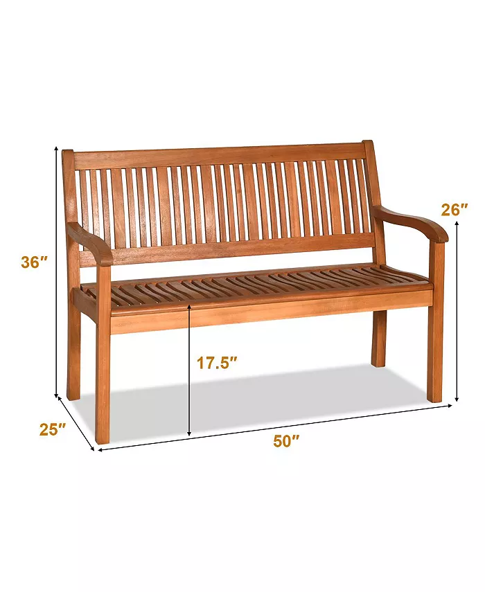 Costway 50'' Two Person Outdoor Garden Bench Loveseat Porch Chair