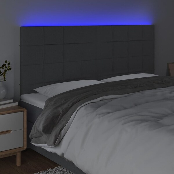 vidaXL LED Headboard Dark/Light Gray multisize Fabric - - 37421102