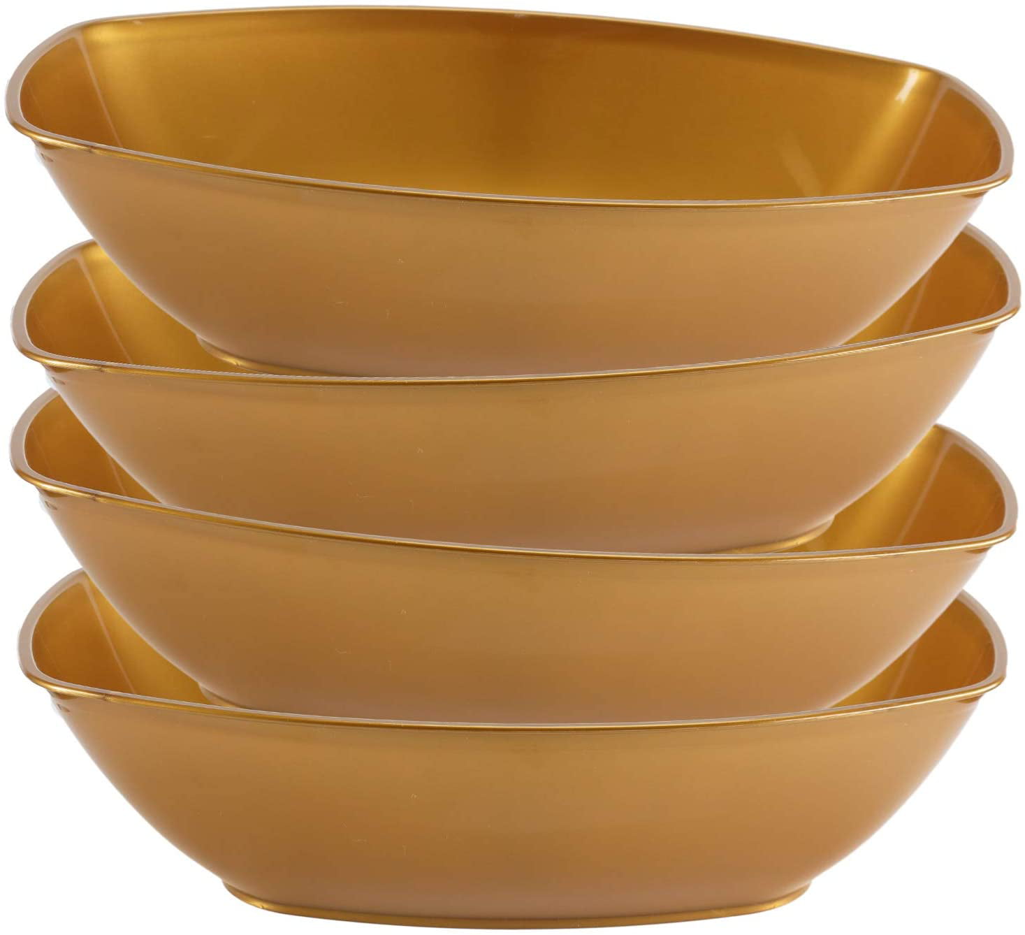 Nicole Fantini's Gold 80 Oz Oval Shaped Disposable Plastic Serving Luau Bowls to serve Salad， Snack and Food in Elegant Parties ， Hotel and Resturant. 2Ct