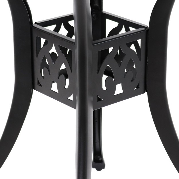 Round Sigonella Cast Aluminum Outdoor Patio Table Black