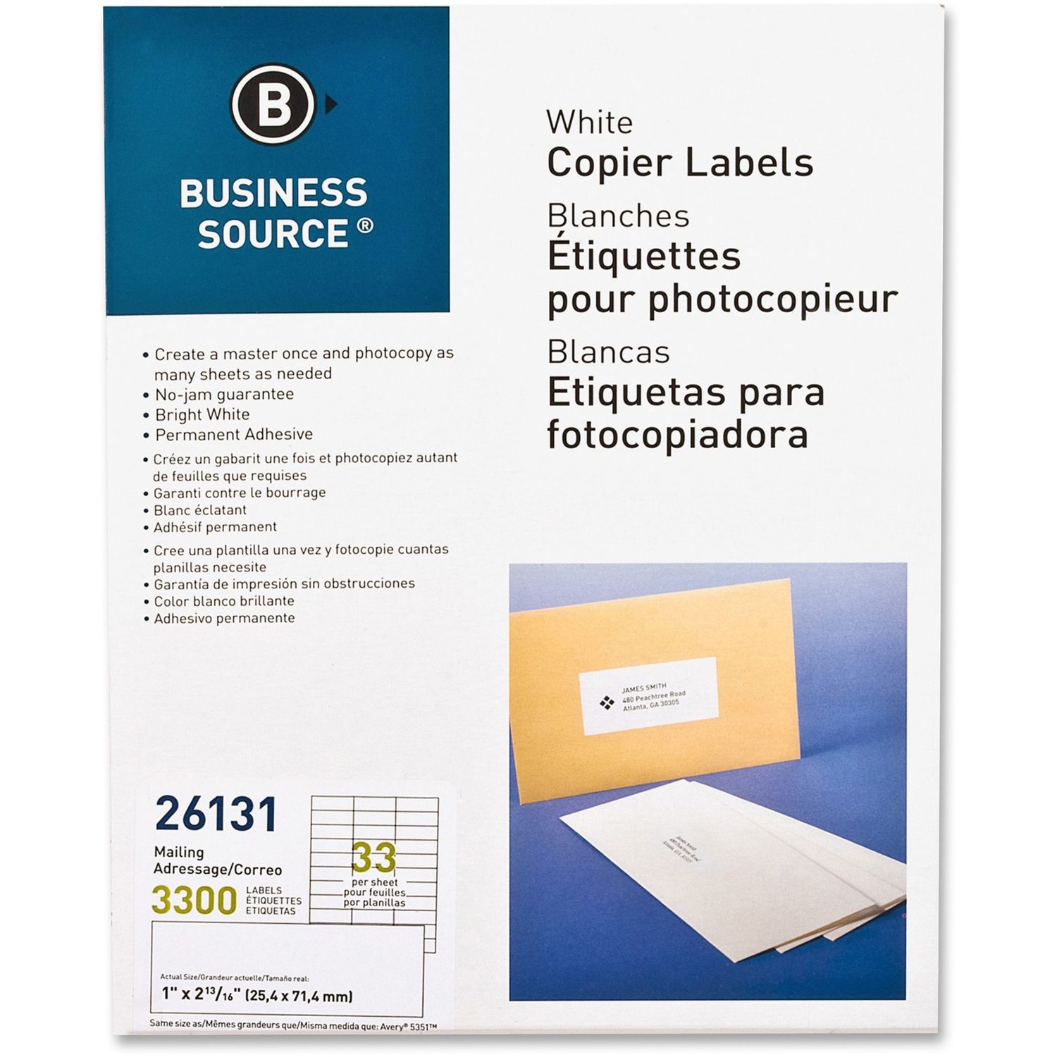 Bright White Copier Labels by Business Source BSN26131