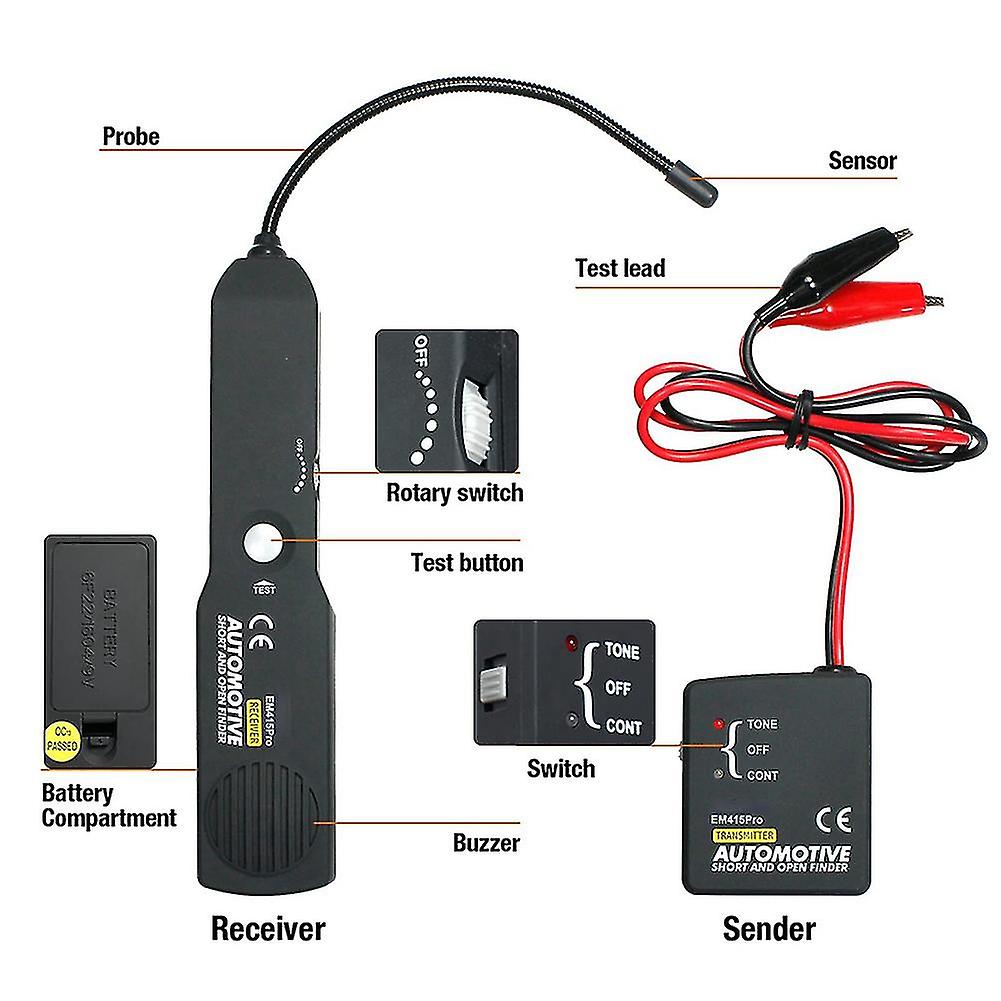 Automotive Wire Short Open Finder Circuit Detector Power Cable Tester Tracer Em415pro Scanner Diagn