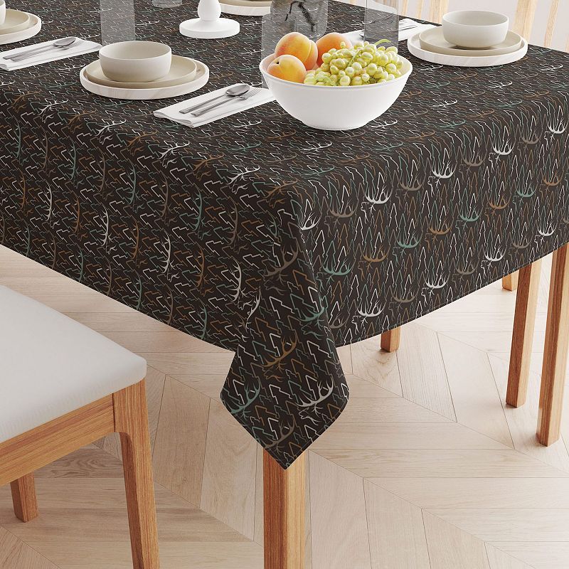 Square Tablecloth， 100% Polyester， 70x70， Deer in Trees