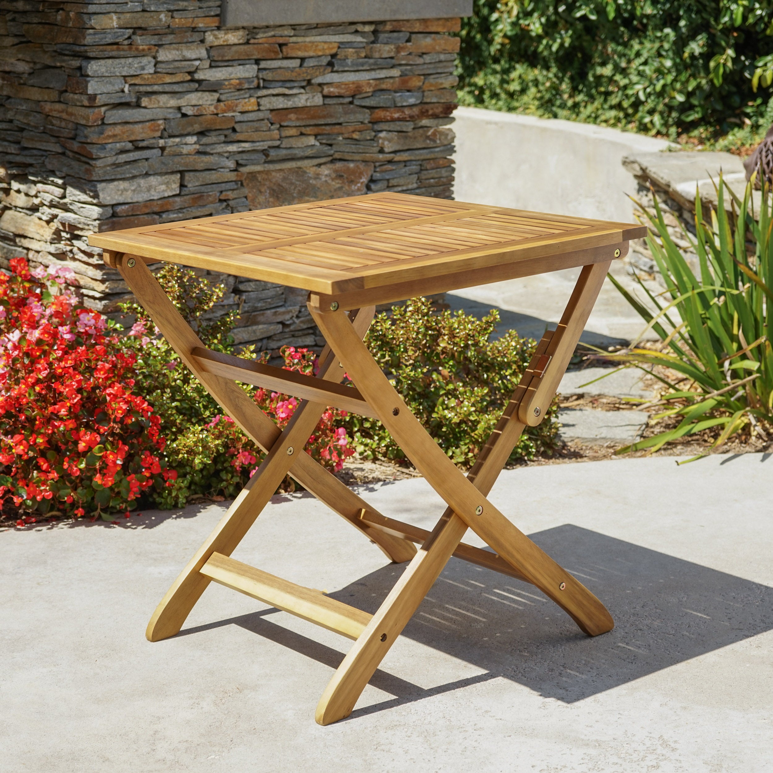 Versaille Outdoor Foldable Grey Finished Acacia Wood Bistro Table