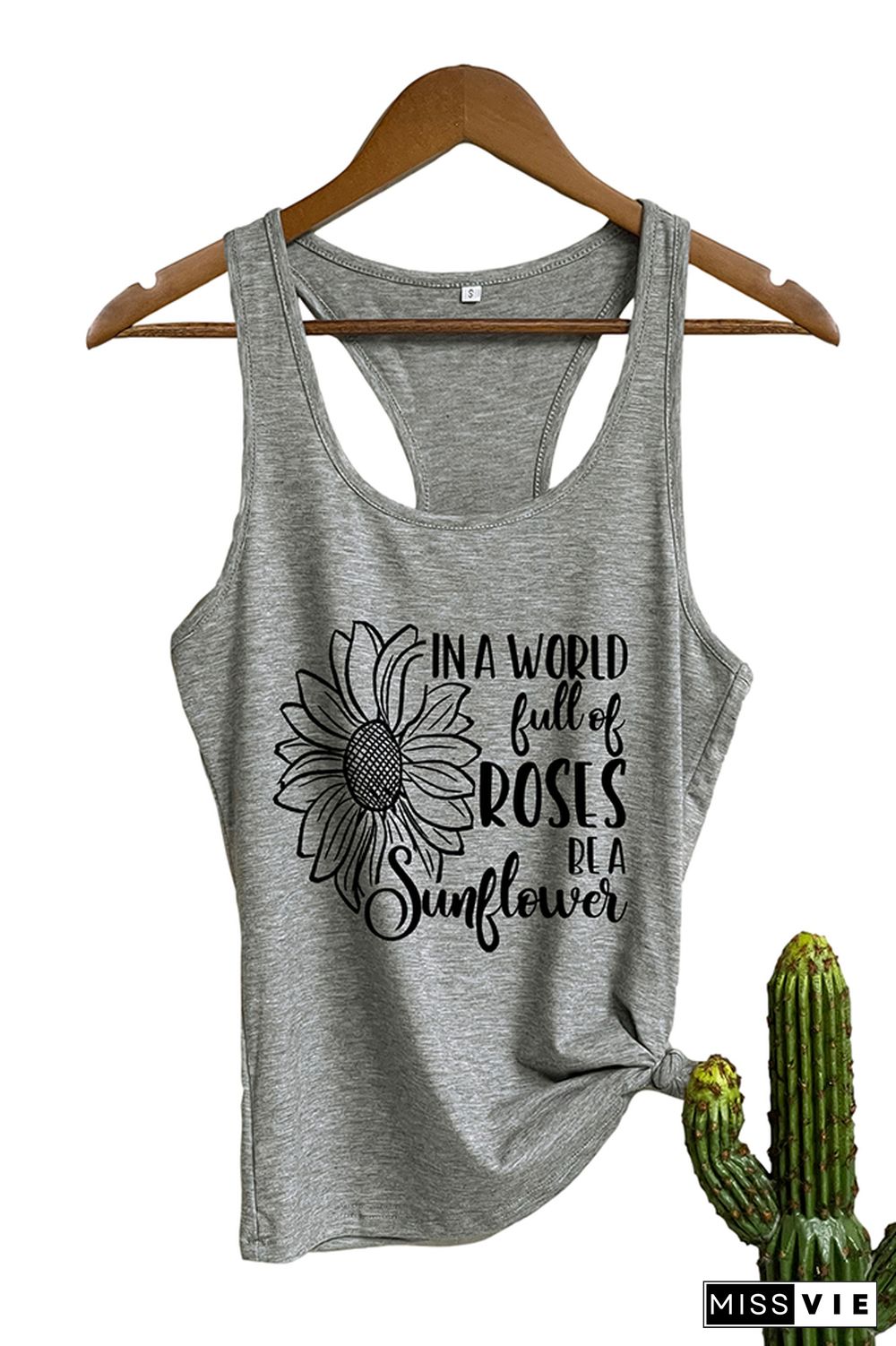 In the world full of roses be a sunflower,Inspirational Quotes, Sunflower Tank Top Wholesale