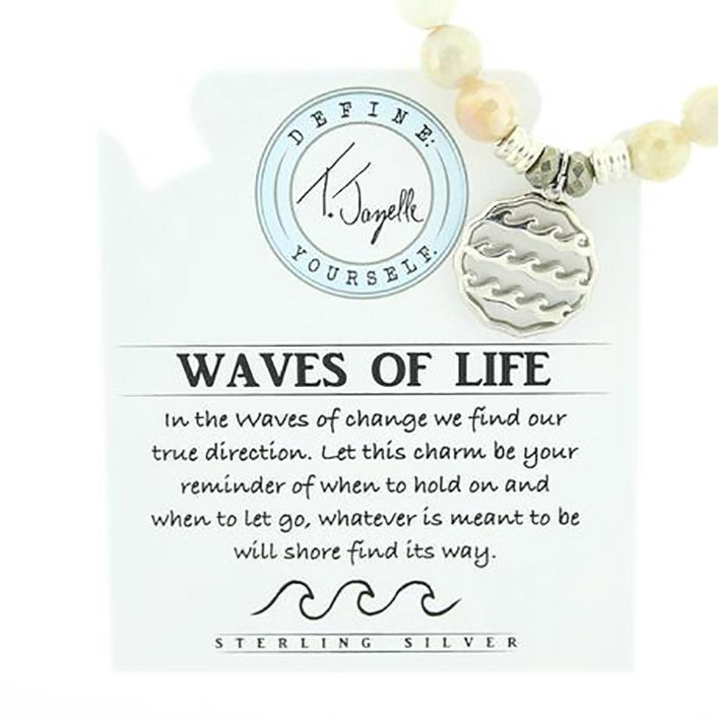 T. Jazelle  Moonstone Bracelet with Waves of Life Sterling Silver Charm