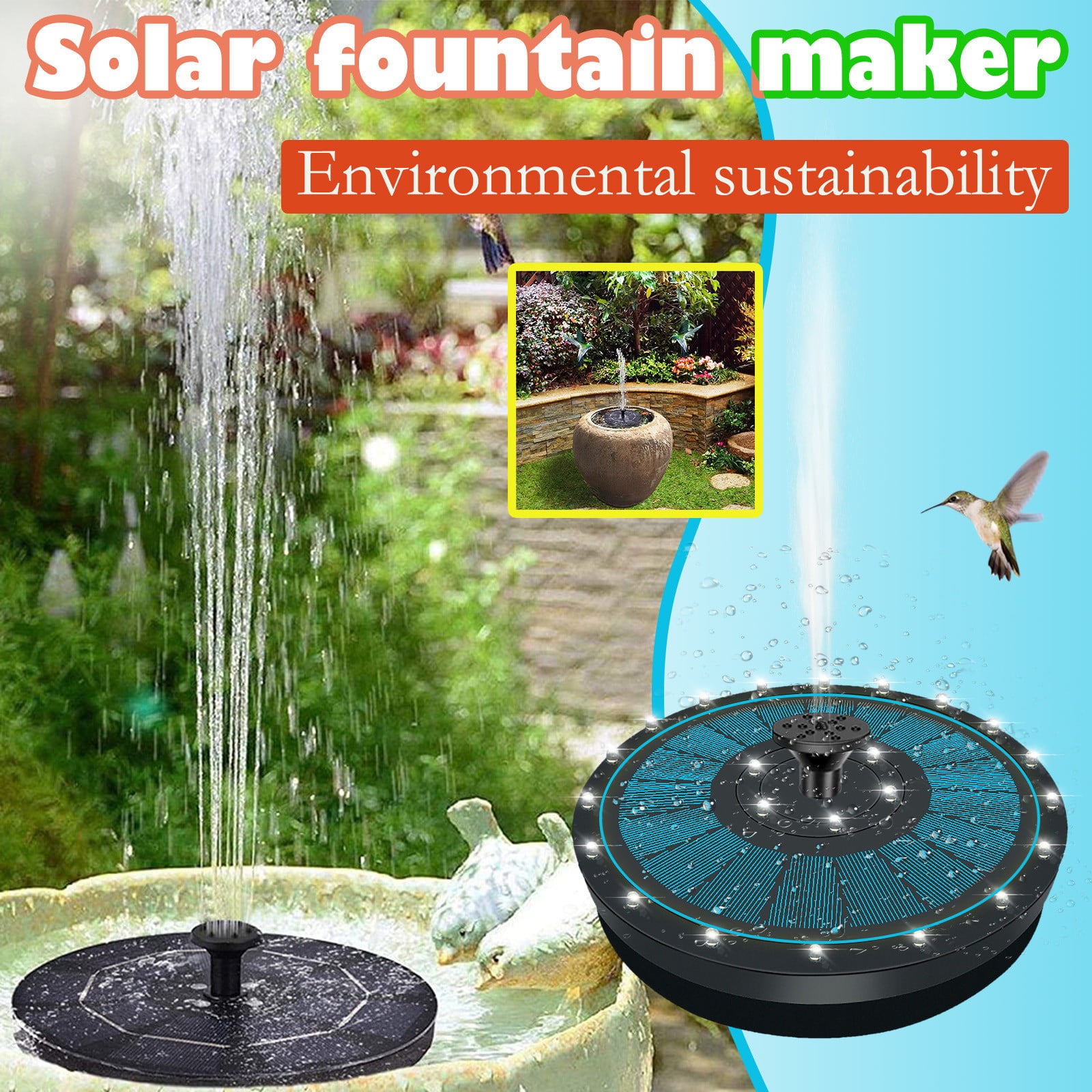 Jsaert Solar Fountains Floating Outdoor Pool Water Feature Floating Fountains