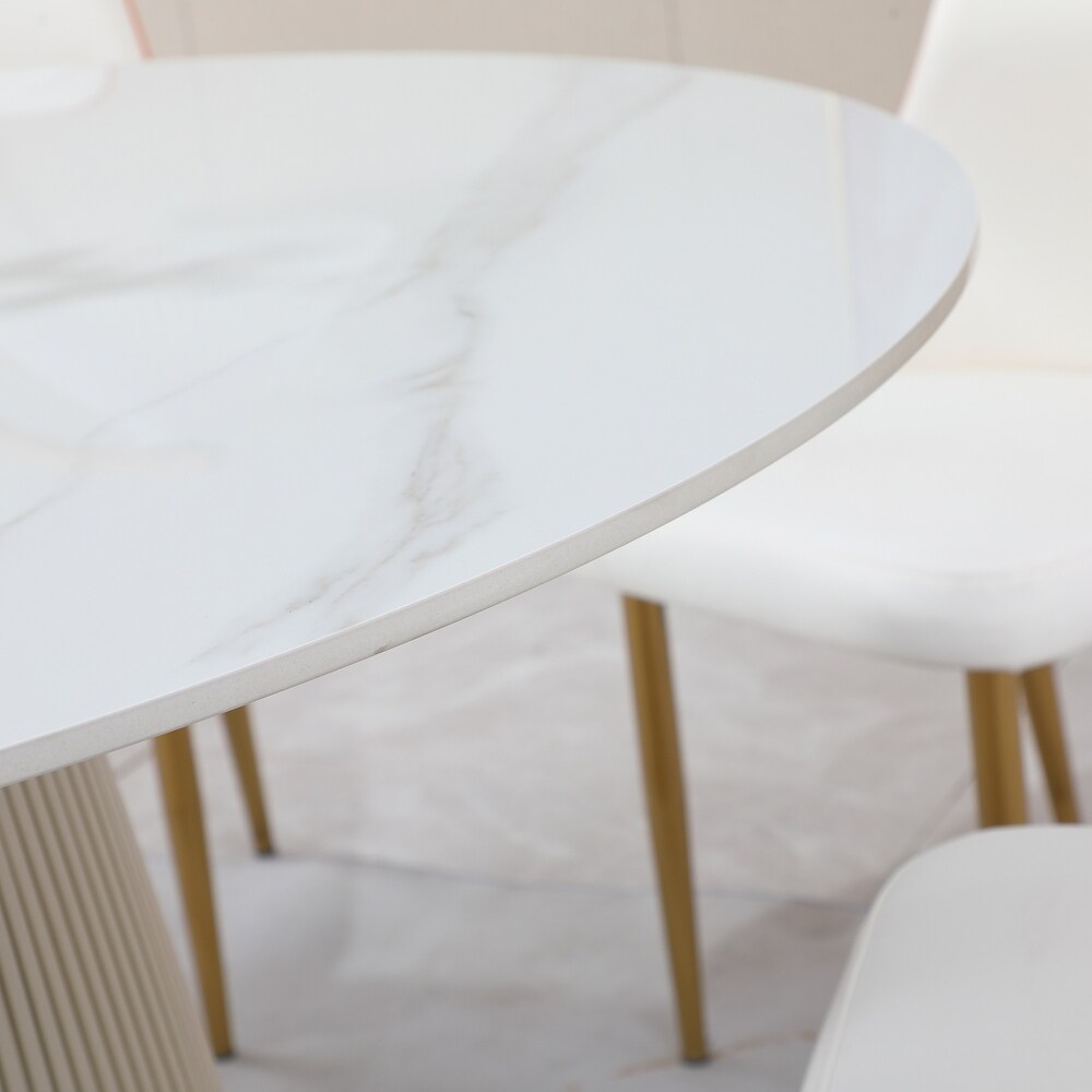 53 inch Round sintered stone carrara white dining table