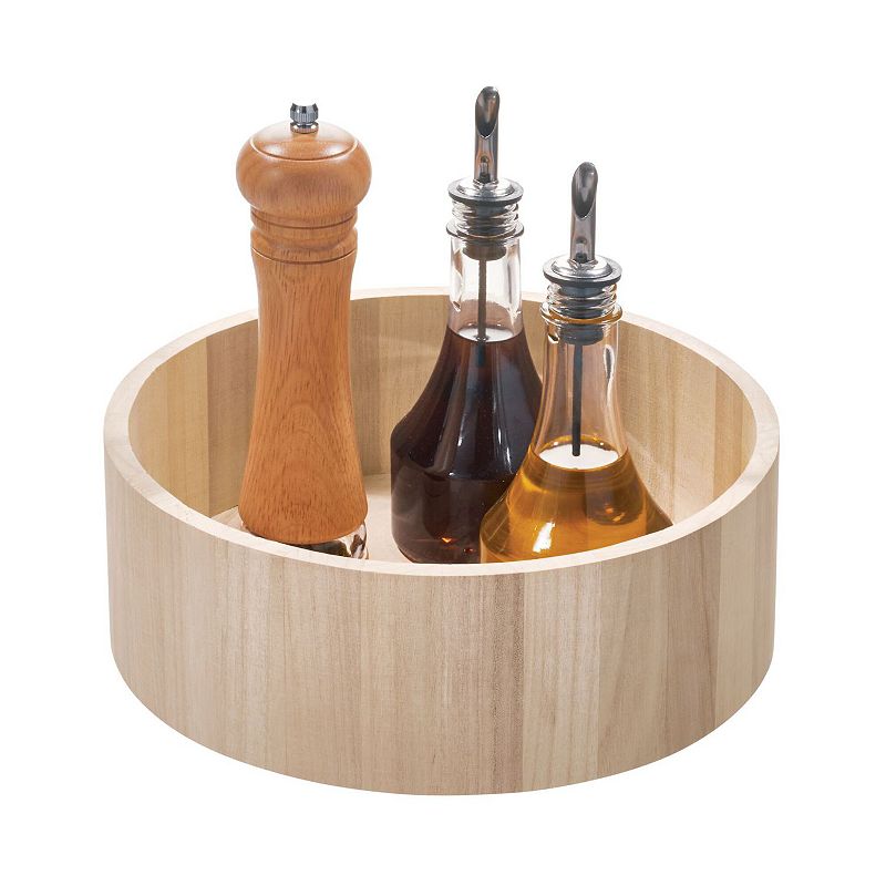 iDesign EcoWood Natural Paulownia Wood Turntable Organizer