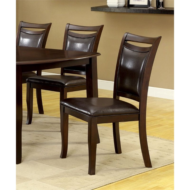 Furniture of America Arriane Faux Leather Dining Chair in Espresso (Set of 2)