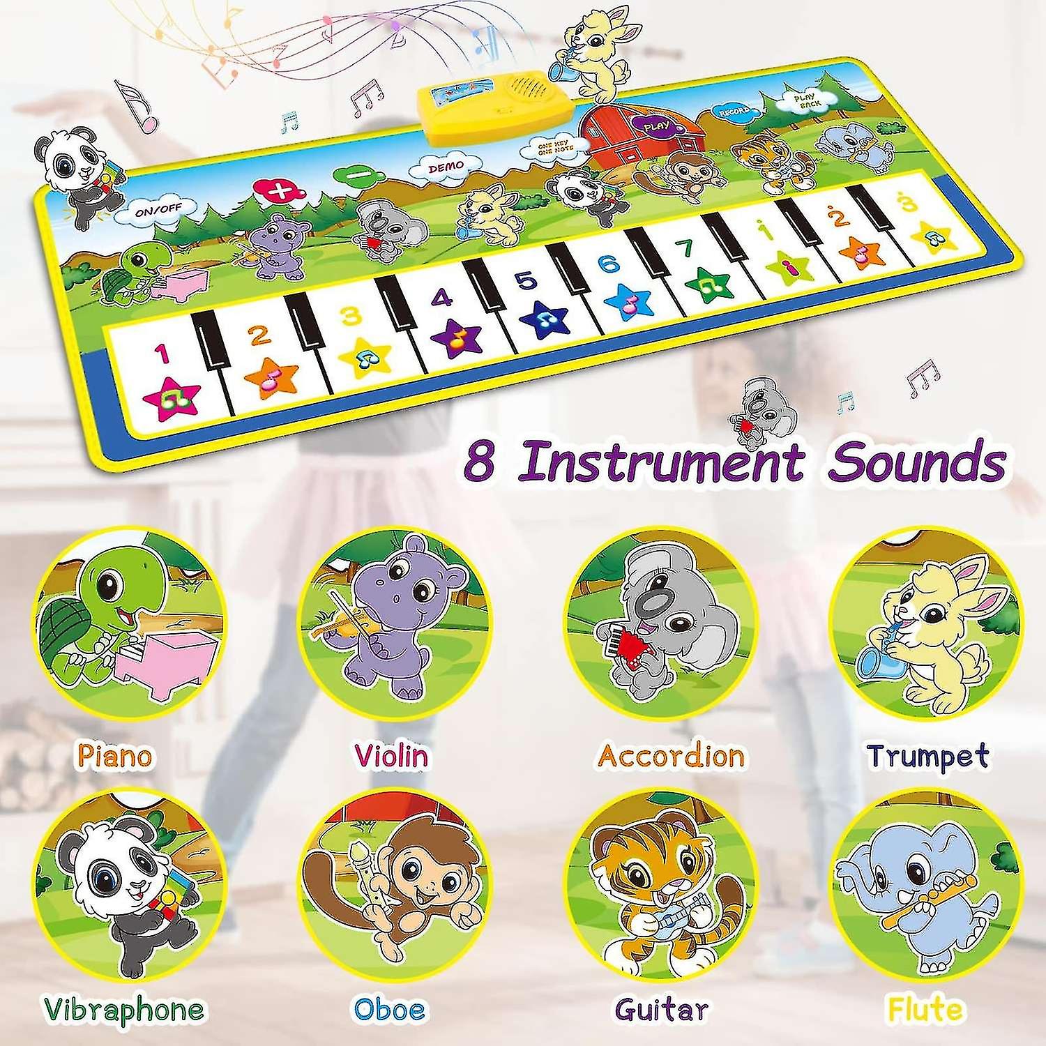 Kids Piano Mat， Music Mat Dance Mats Touch Play Mats Floor Keyboard Musical Carpet Mat Gift Toys