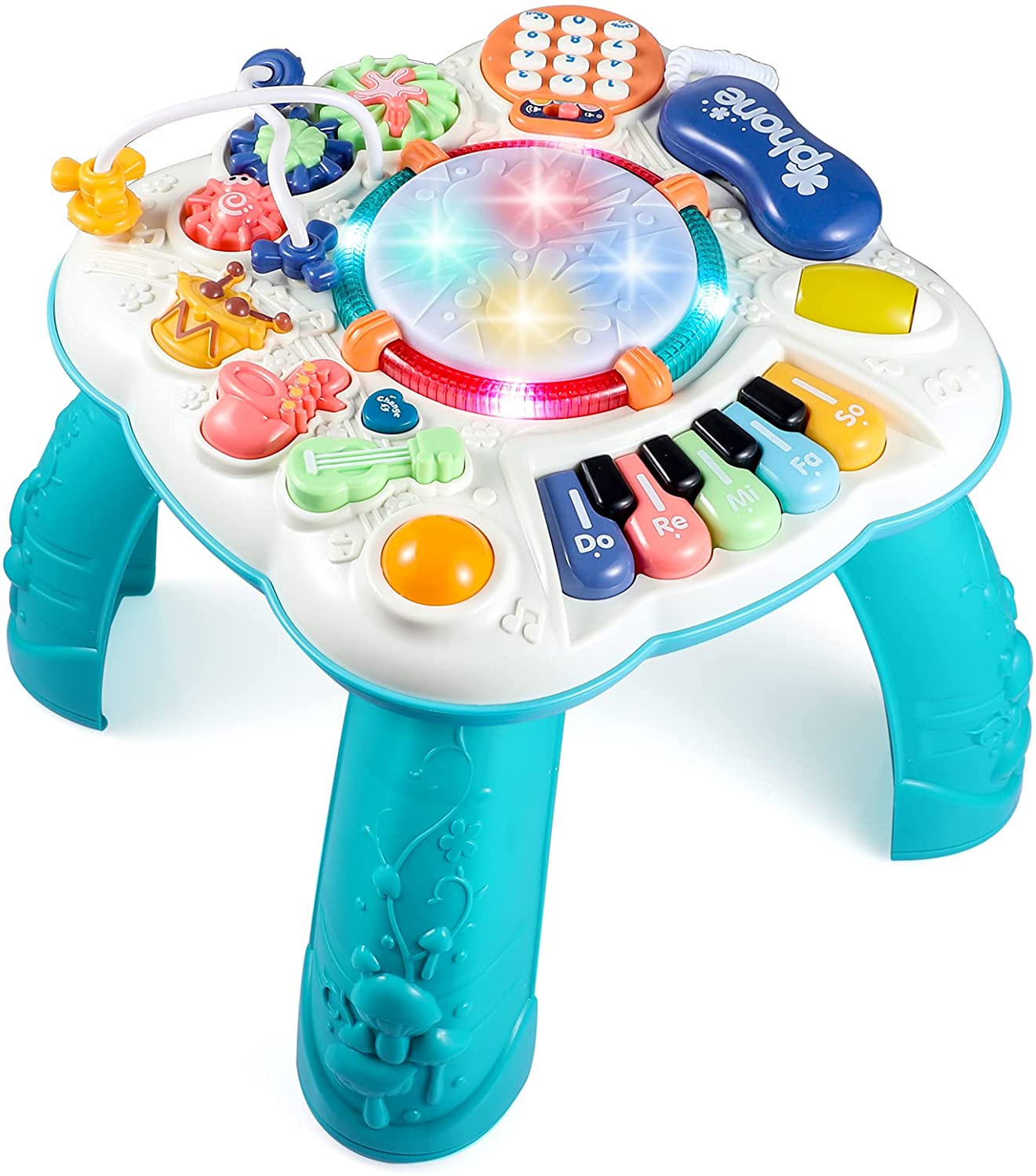 UISHUS Baby Toys, Activity Table for Baby 6 to 12-18 Months, Learning Musical Toddler Toys for 1 2 3 Year Old Boys Girls Gifts