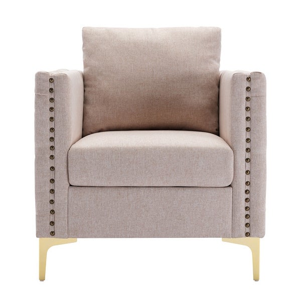 Modern Accent/Club Armchair， Tufted Button， Steel Legs