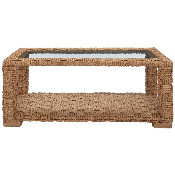 SAFAVIEH Couture Christi Tropical Coastal Boho Water Hyacinth Coffee Table - 44 in. W x 24 in. D x 18 in. H