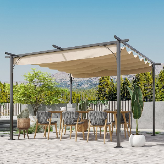 Outsunny Retractable Pergola Canopy Uv Protection amp Sun Shade For Garden Grill Patio Backyard