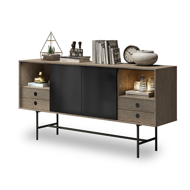 BAYLEN Sideboard Buffet 1.6M - Warm Oak & Black