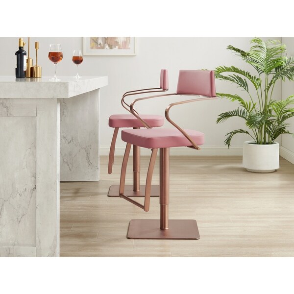 HARBOR bar stool with rose gold brushed swivel base. - N/A