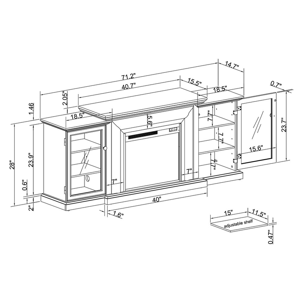 Farmhouse TV Stand with Fireplace   70\