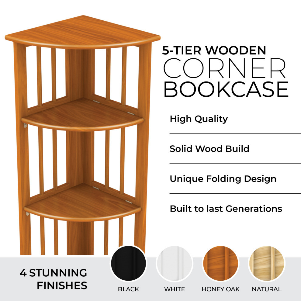 Corner Folding Bookcase  Easy Assembly Bookshelf. 51 quot  Transitional   Bookcases   by Stony Edge  Houzz