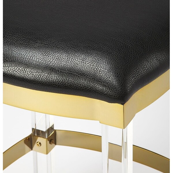 Offex Jordan Modern Acrylic and Black Leather Backless Counter Stool - 14.5