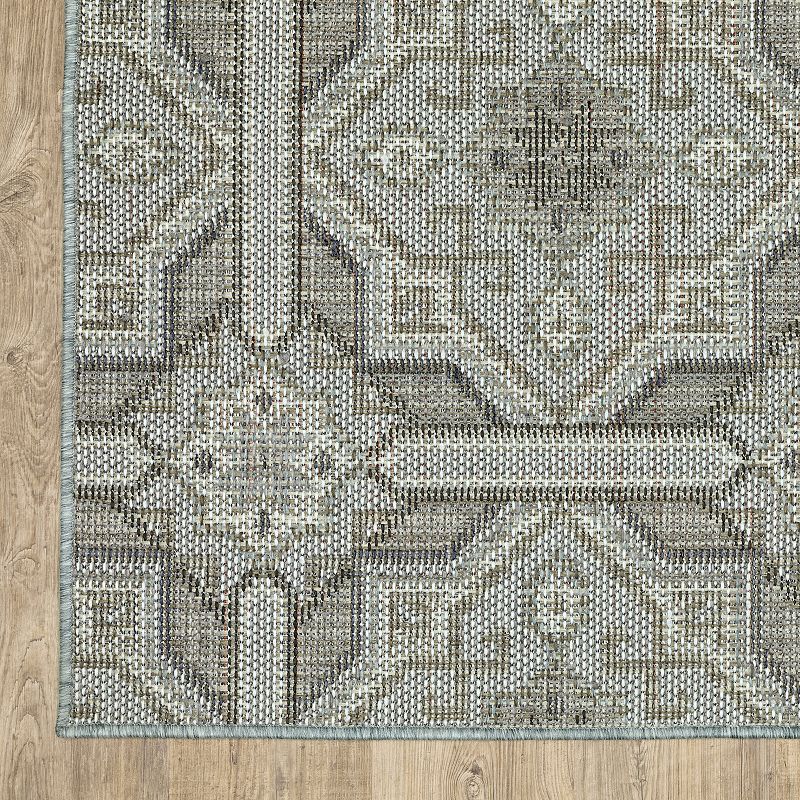 StyleHaven Calla Moroccan Trellis Gray Blue Indoor Outdoor Area Rug