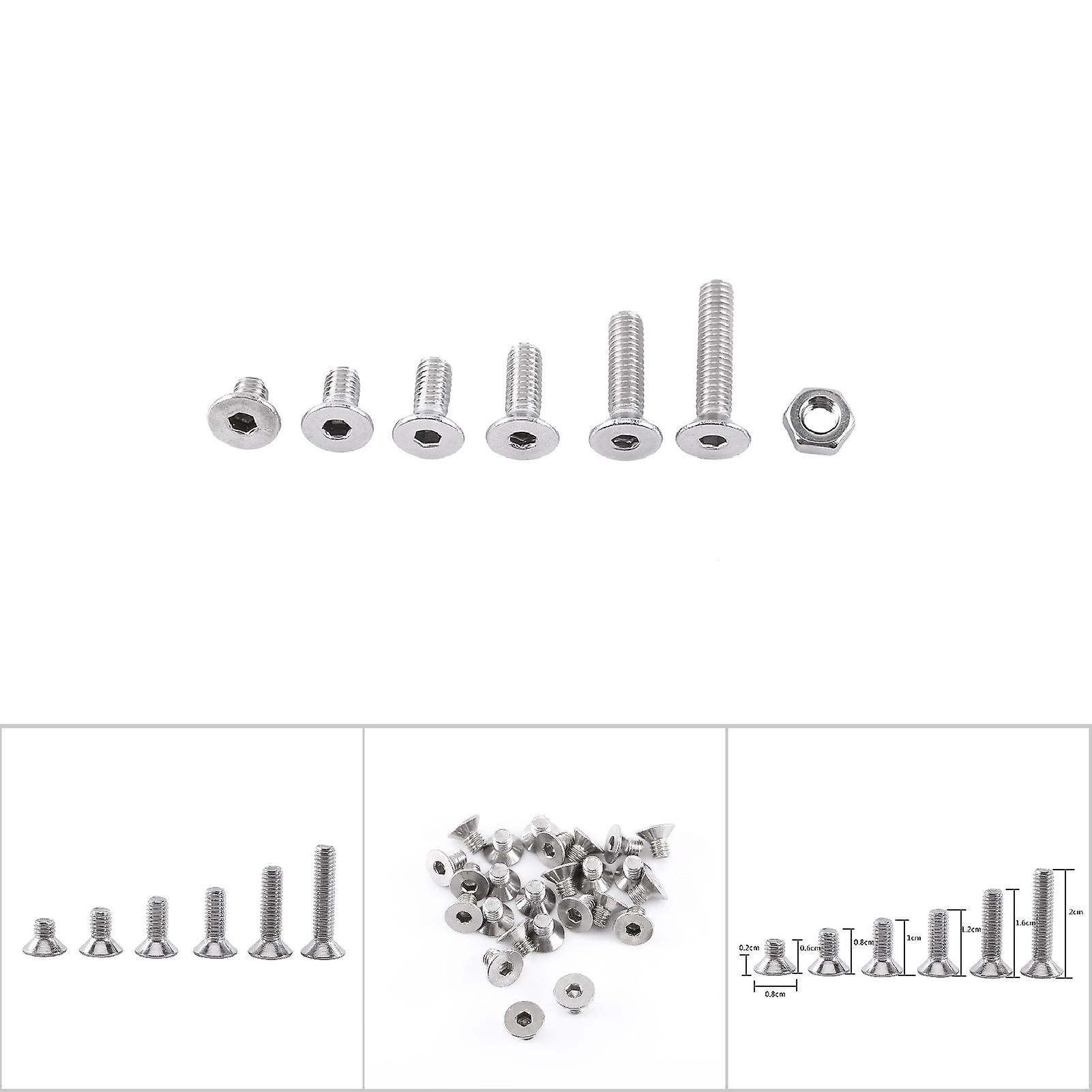 M4 A2 Stainless Steel Hex Socket Screws Bolt With Hex Nuts Assortted Set(flat Head)