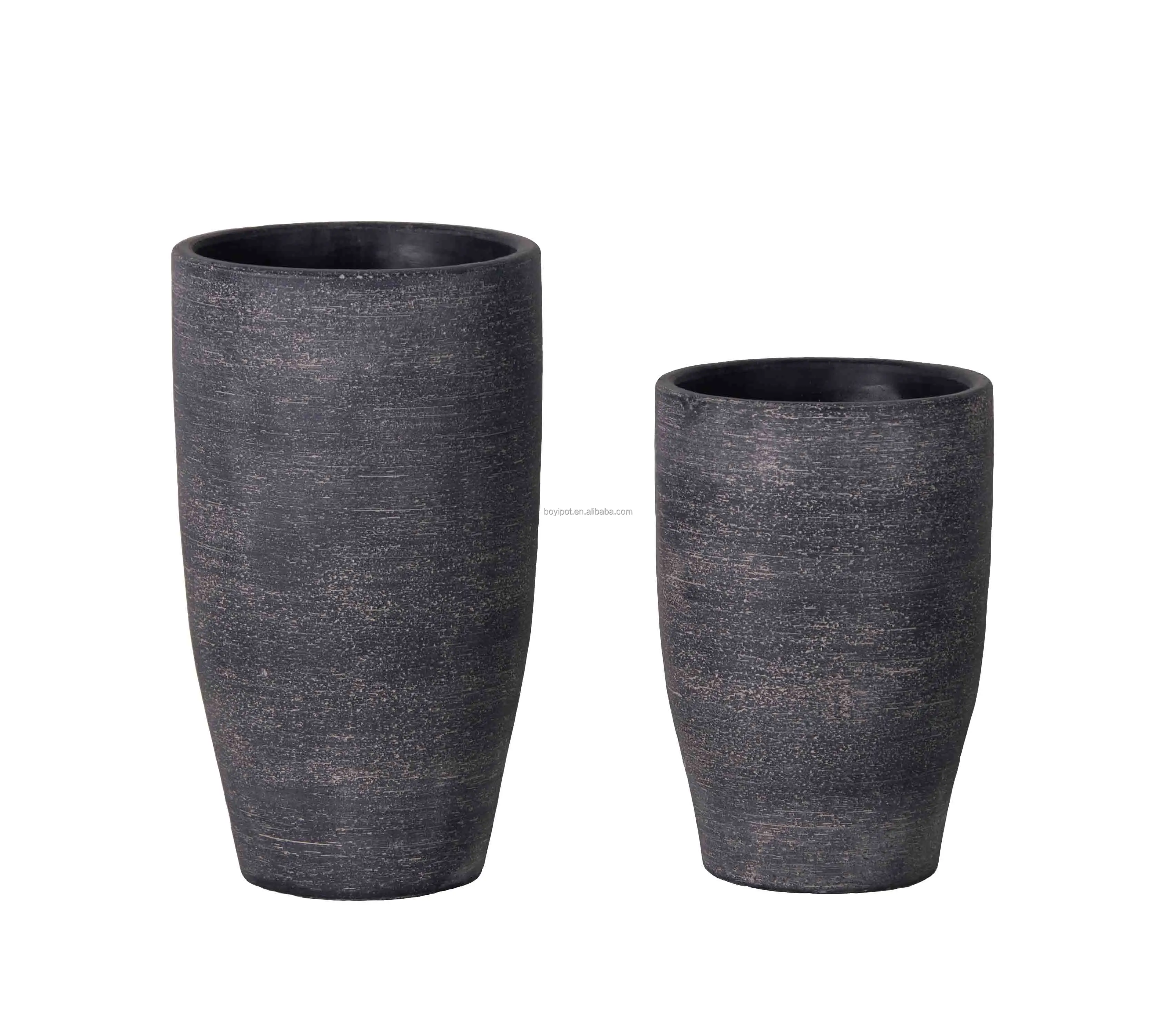 Cement Flower Vase Simply Style Rough Design Round Shape Flower Pot Home and Garden Deco Plants Planting Support