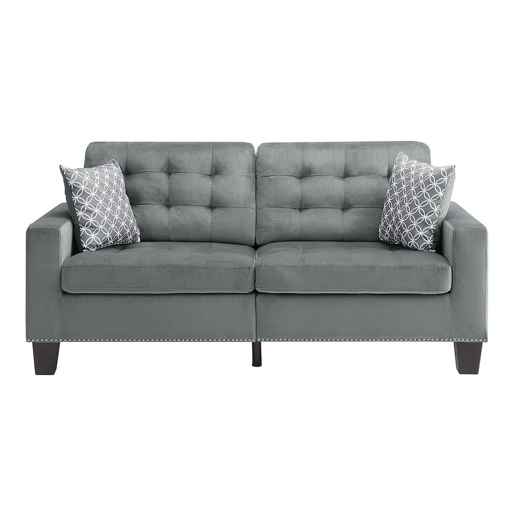 Lexicon Home Living Room Sofa， Exposed Legs With Faux Wood Finish - Gray