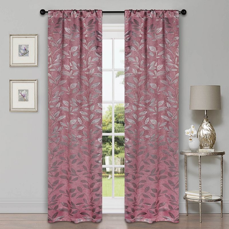 Superior Bohemian Leaves Insulated Thermal Blackout Rod Pocket Curtain Set