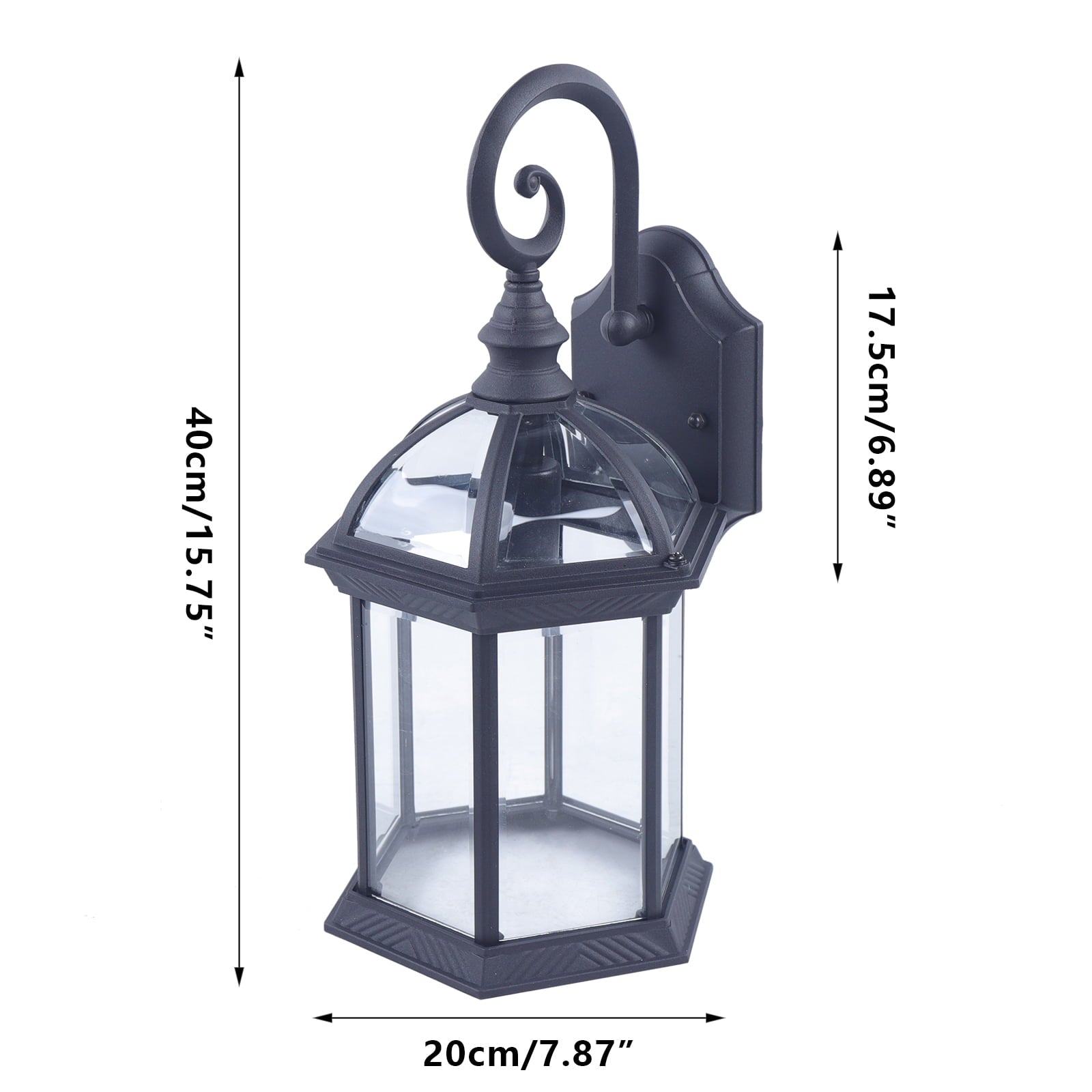 Miumaeov Retro Outdoor Wall Ligh Waterproof Porch Lamp Outdoor Garden Lamp Sconce E26 Aluminum Glass 7.9x7.9x15.75 inch