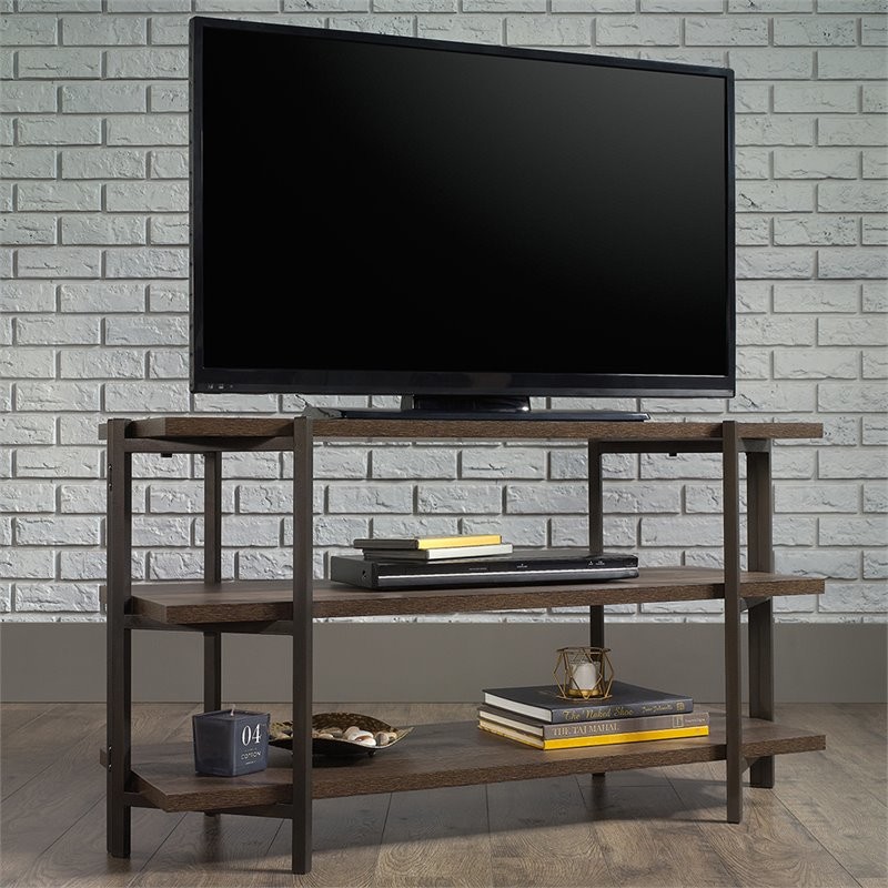 Sauder North Avenue Engineered Wood TV Stand in Smoked Oak Finish   Industrial   Console Tables   by Buildcom  Houzz