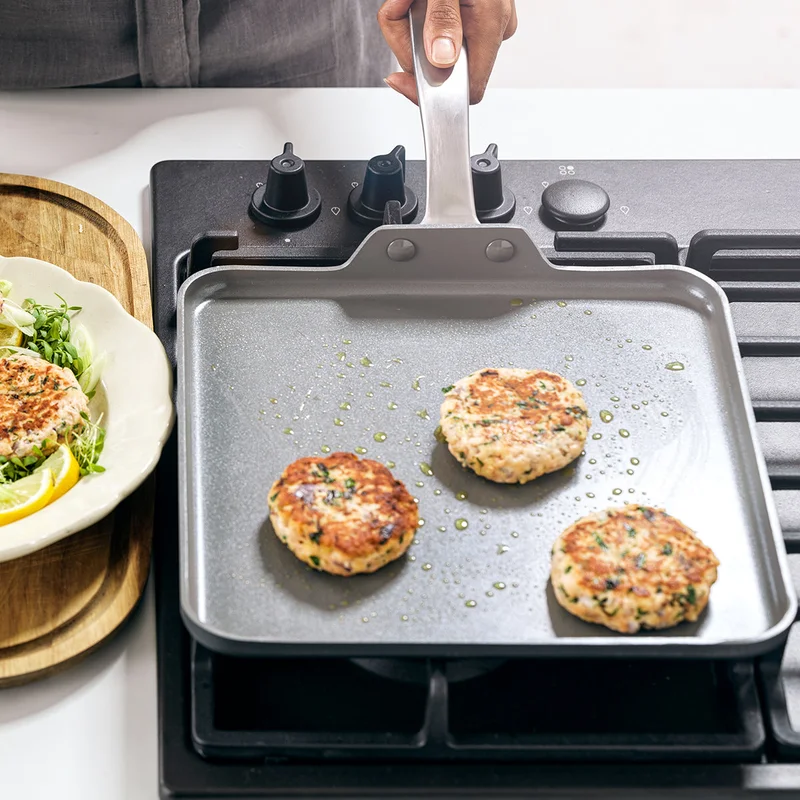 GreenPan Chatham Hard Anodized Healthy Ceramic Nonstick， 11 Griddle Pan， PFAS-Free， Dishwasher Safe， Oven Safe， Gray