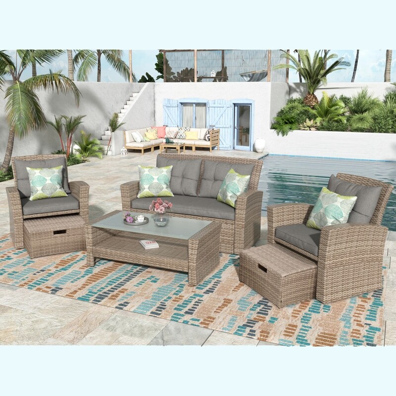 Outdoor  Weather Wicker 4 Piece Patio Furniture Set