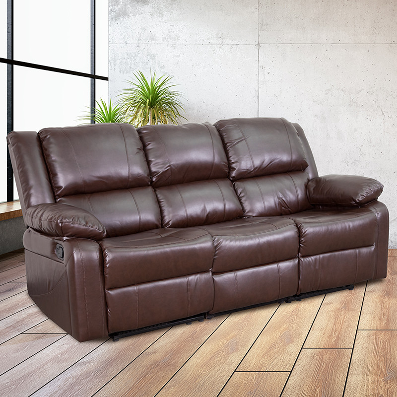 Harmony Series Brown LeatherSoft Sofa  Two Built  In Recliners   Contemporary   Sofas   by First of a Kind USA Inc  Houzz