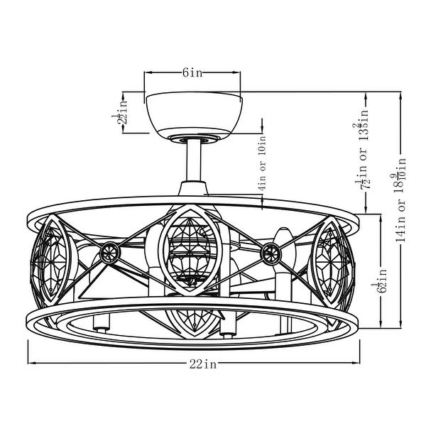 22 in. Indoor Chrome Caged Ceiling Fan with Remote Control - 22