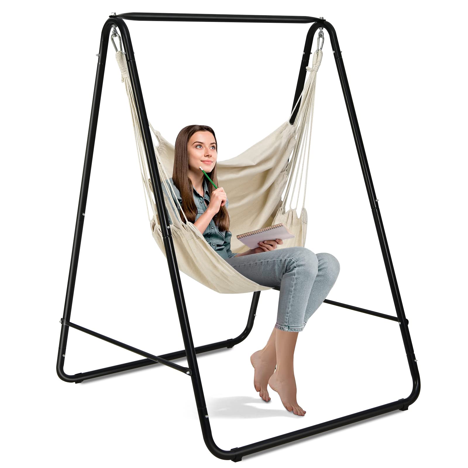 Heavy-Duty Powder-Coated Steel Stand with Hanging Swing Chair