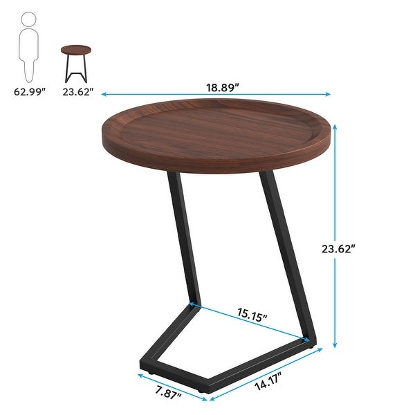 Round End Table，Side Tables with L-Shapped Legs