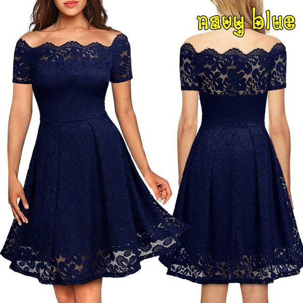 New Fashion Women Strapless Short Sleeve Floral Lace Dress Plus Size