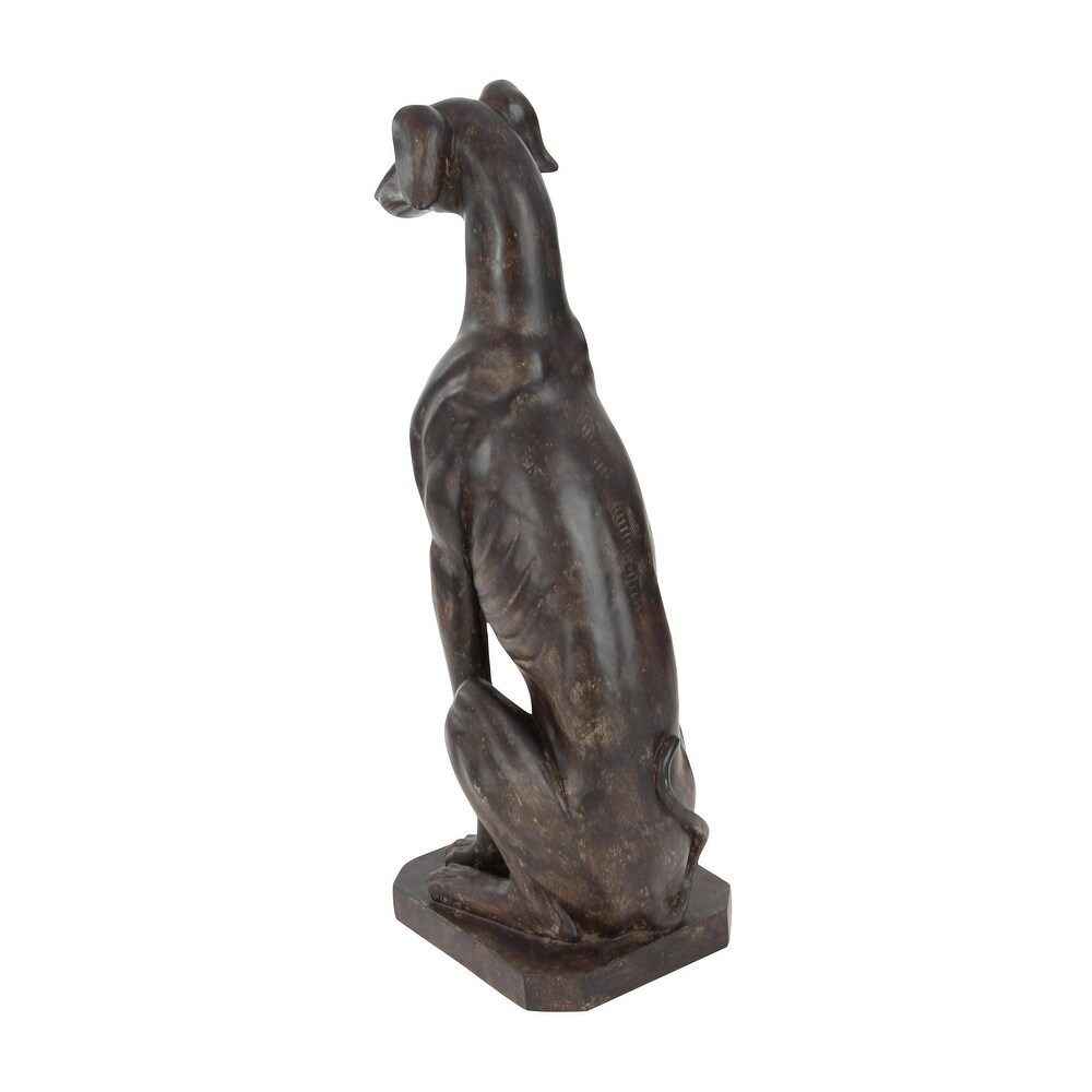 Brown Polystone Dog Sculpture   12 x 10 x 31