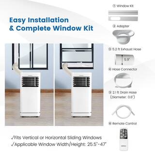 Costway 8000 BTU Portable Air Conditioner Cools 250 sq. ft. with Remote Dehumidifier and Fan Mode in White FP10264US-WH