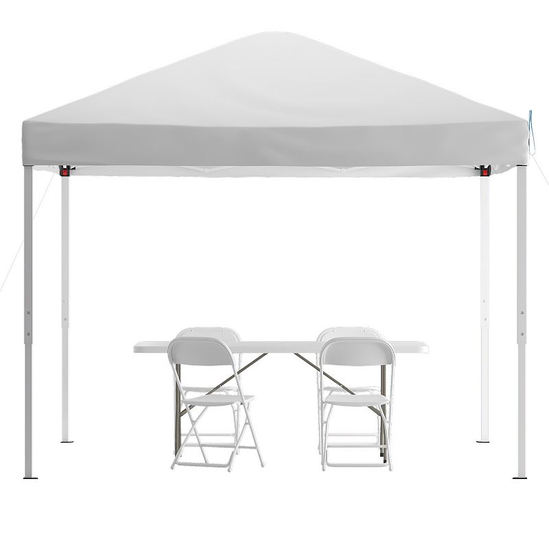 Flash Furniture Otis 10' x 10' Portable Pop-Up Canopy Tent with Folding Table and 4 Folding Chairs Set