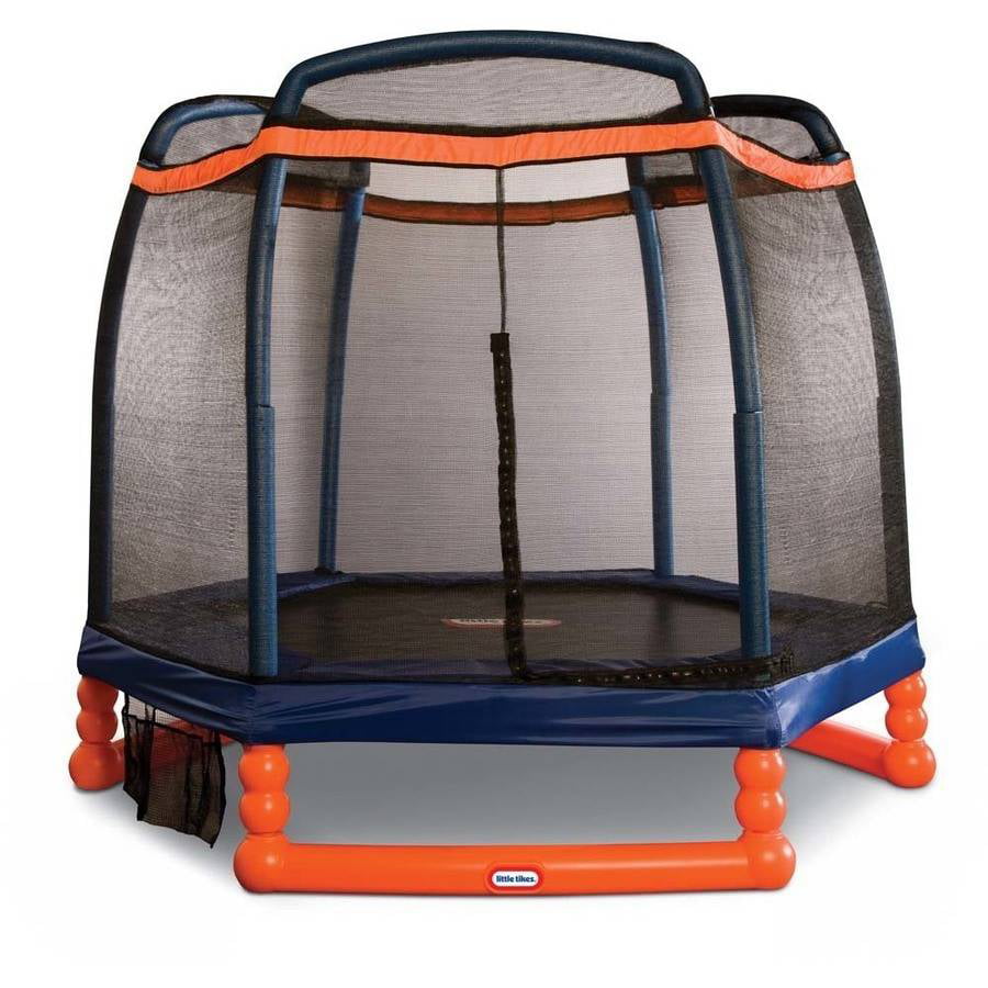 Little Tikes 7-Foot Trampoline， with Enclosure， Blue/Orange