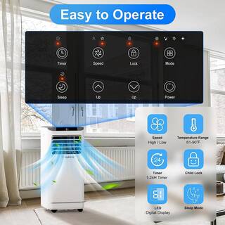 10000 BTU Portable Air Conditioner Cools 450 Sq. Ft. with Heater and Dehumidifier with Remote LED Display in White K-BK-71