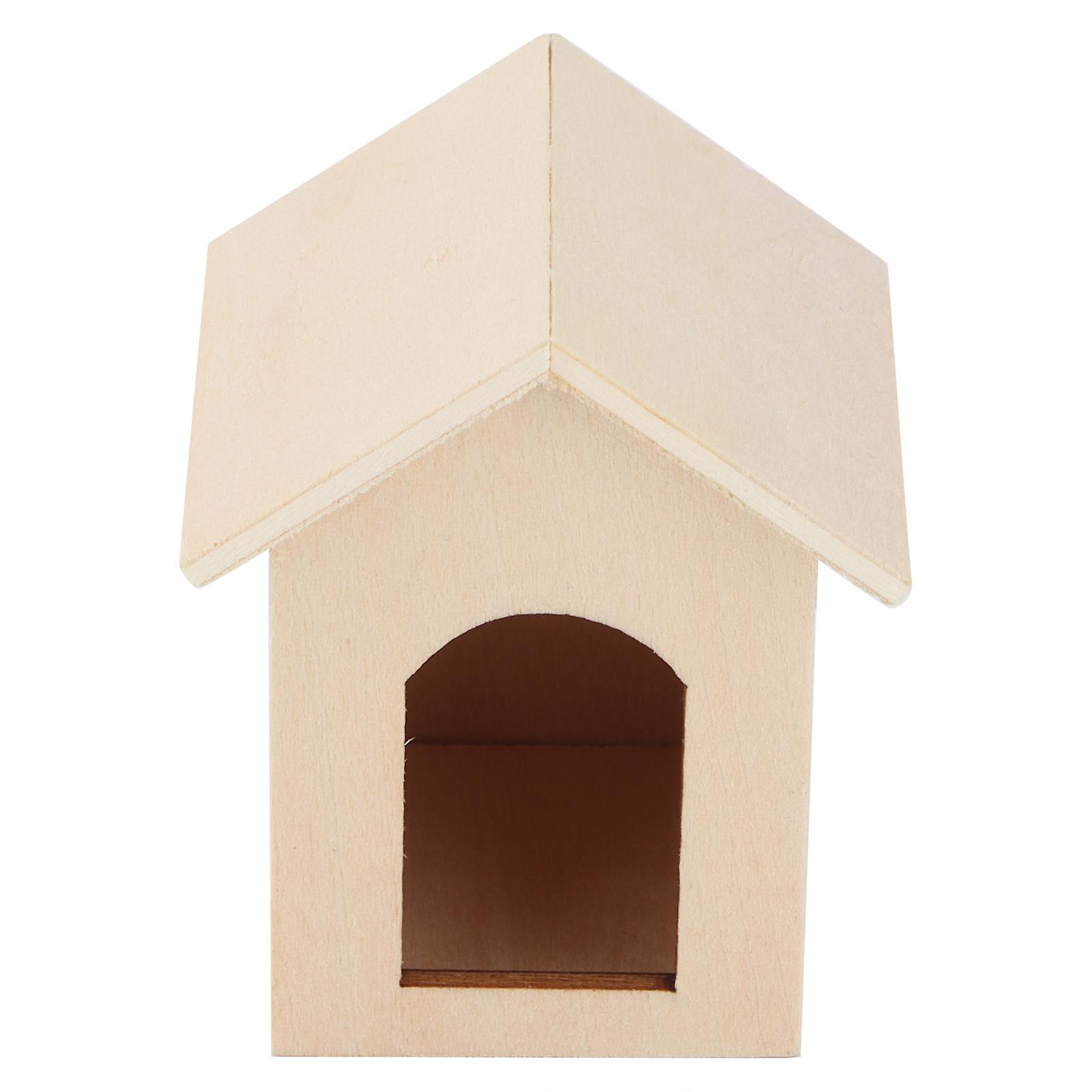 1:12 Dollhouse Wooden Pet House Simulated Miniature Kennel Model Pretend Play Toy Accessoryplain Color Kennel