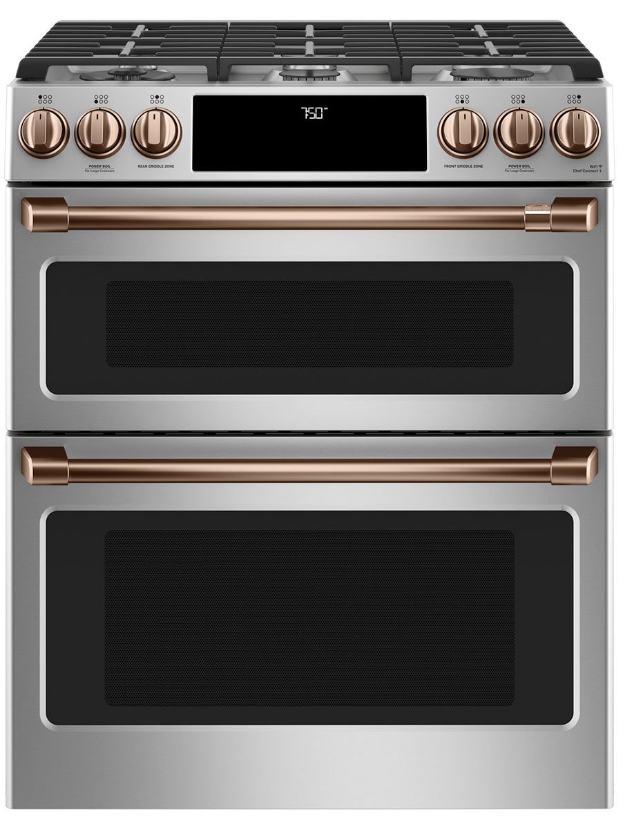 Cafe Brushed Copper Front Control Gas Knobs And Handles