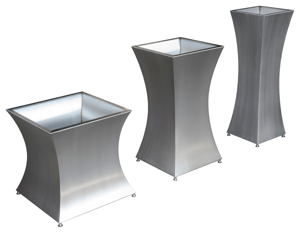 Stainless Steel Planters  Seamless/Curved  Hera Design   Contemporary   Outdoor Pots And Planters   by Custom Metal Home  Houzz