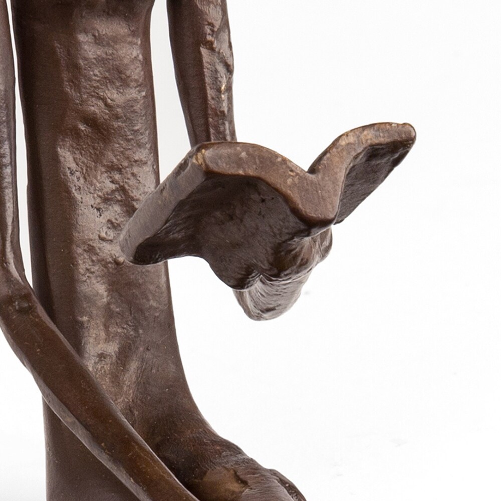 Woman Reading over Ledge Cast Bronze Sculpture