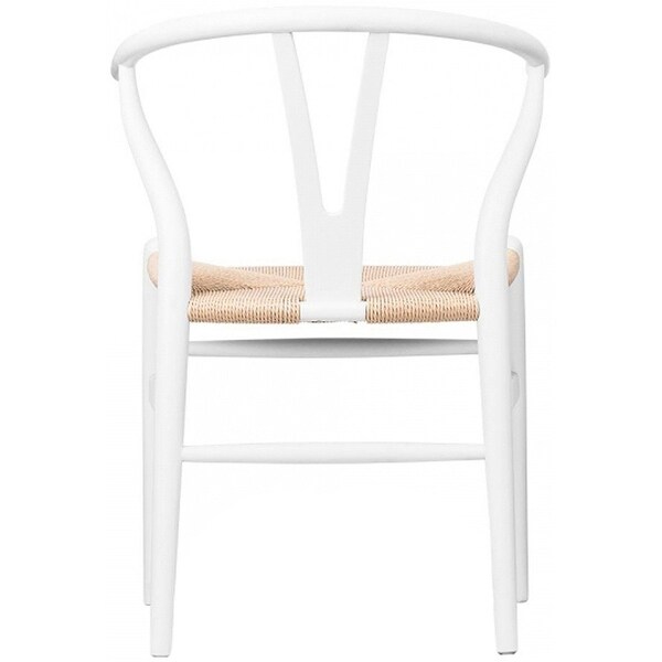 White Modern Wood Dining Chair With Back Y Arms Armchair Hemp Seat For Home Restaurant Office Desk Task Work