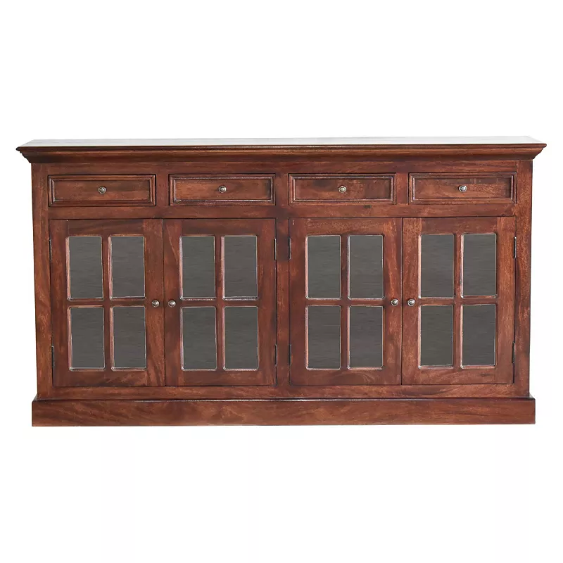 Large Cherry Sideboard With 4 Glazed Doors