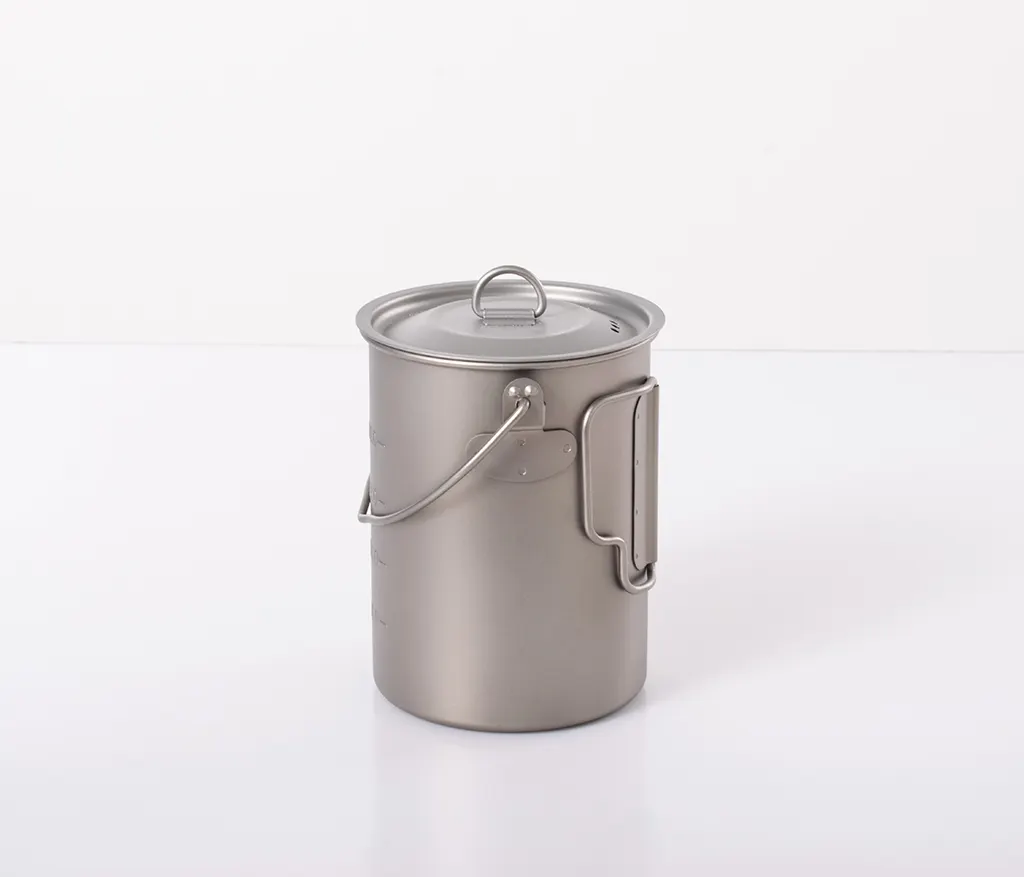 1250ml Ultralight Titanium cooking pot mug cup with bail handle for outdoor camping hiking backpacking